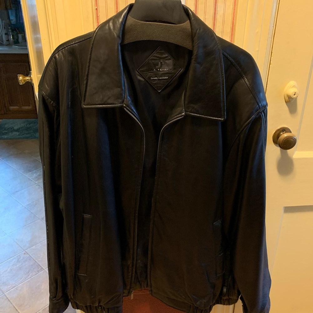 3XL Tall Men’s J. Ferrar Genuine Lambskin Leather Black Jacket